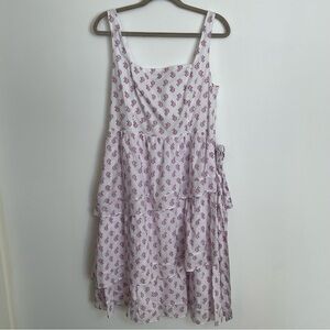 J. Crew Lavender Cotton Sz12 Asymmetrical Floral Ruffles Tiered Dress Cotton NWT